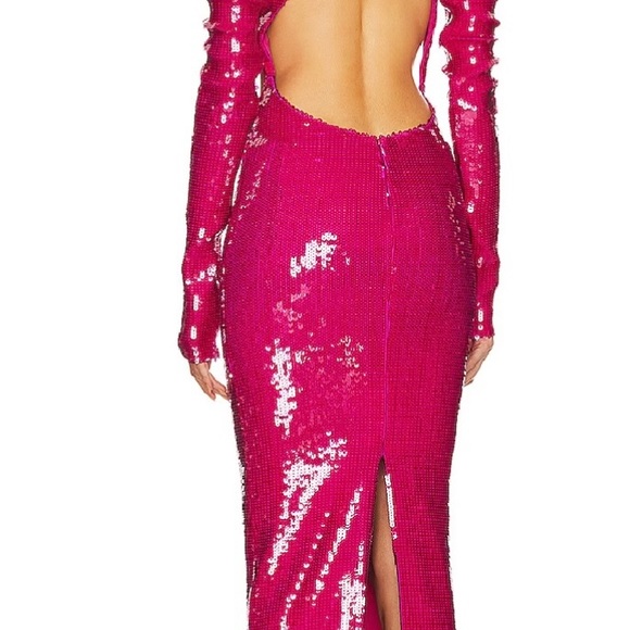 LaQuan Smith Cut Out Gown!  NWT! Fuchsia Embroidered Sequins! - Picture 3 of 5